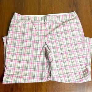 Women’s gently worn pink gray Manhattan Chino New York and Company capri size 16